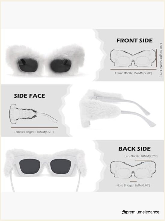 Vintage Plush Fuzzy Cat Eye Sunglasses Punk Velvet Shades Party Masquerade main image 5